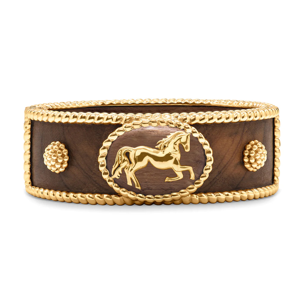 CAPUCINE DE WULF Equestrian Hinged Bangles, Brown - Charles Mayer