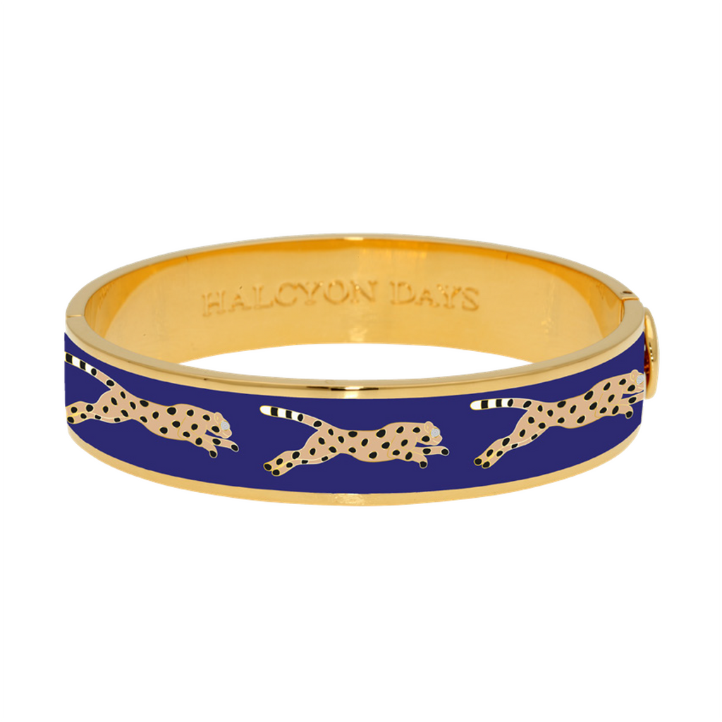 Halcyon Days Leopard Cobalt Hinged Bracelet - Charles Mayer