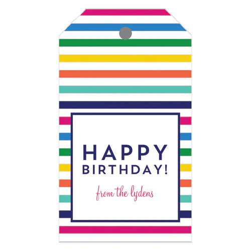WH Hostess Happy Everything Colorful Stripe Gift Tags - Charles Mayer