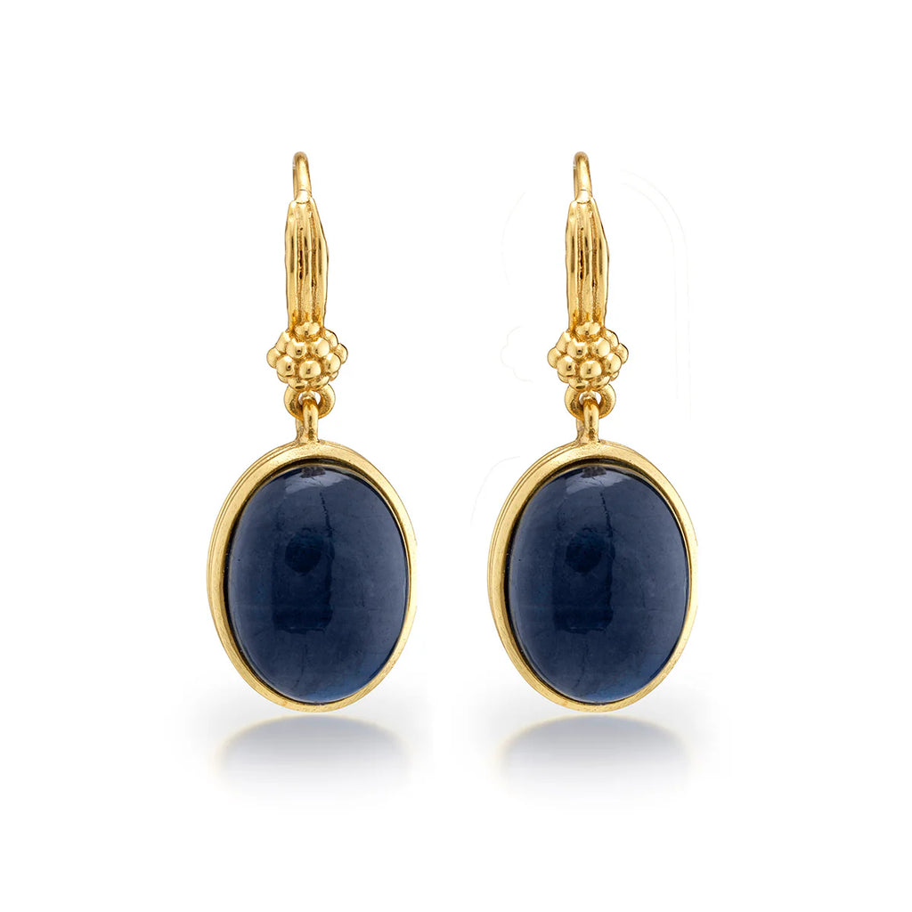 Capucine De Wulf Cleopatra Blue Labradorite Oval Drop Earring - Charles Mayer