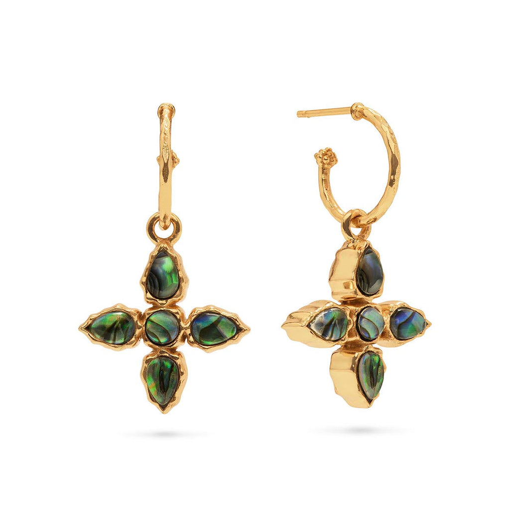 Capucine De Wulf Aurora Abalone / Mother of Pearl Reversible Charm Hoop Earrings - Charles Mayer