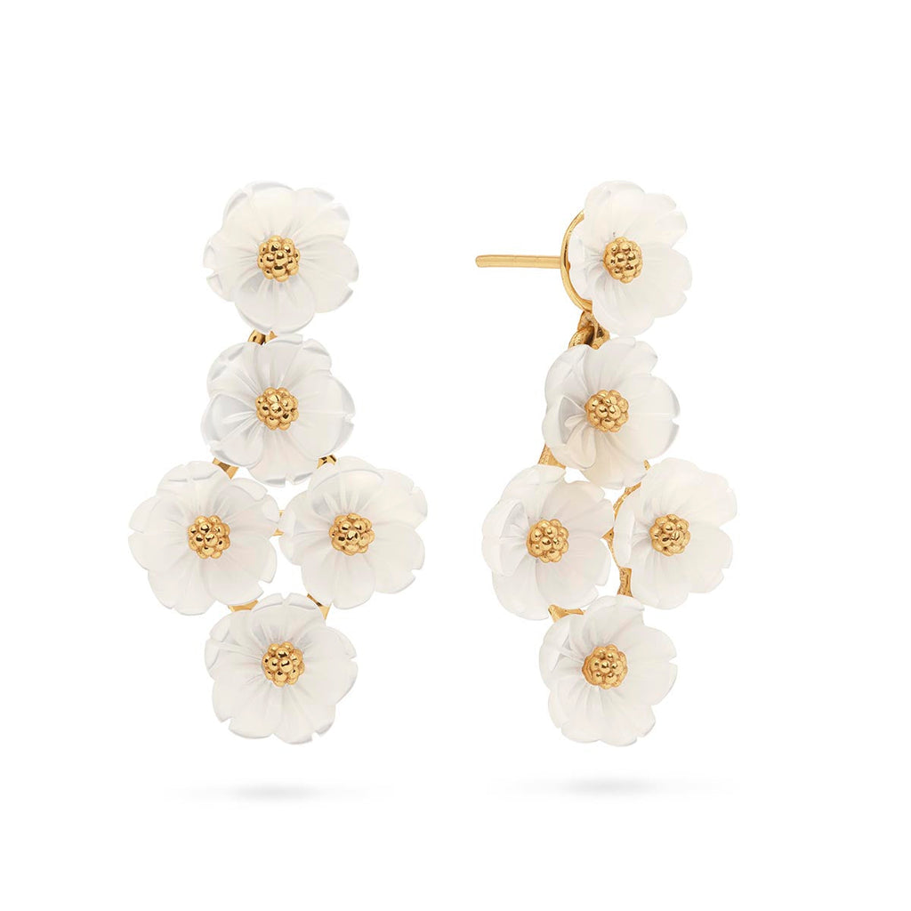 Capucine De Wulf Mermaid Garden Mother of Pearl Floral Petite Post Drop Earrings - Charles Mayer