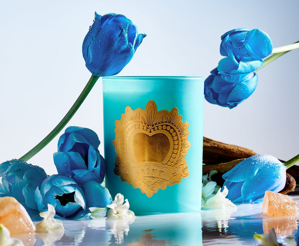 Saint Sacred Heart Turquoise Candle - Charles Mayer