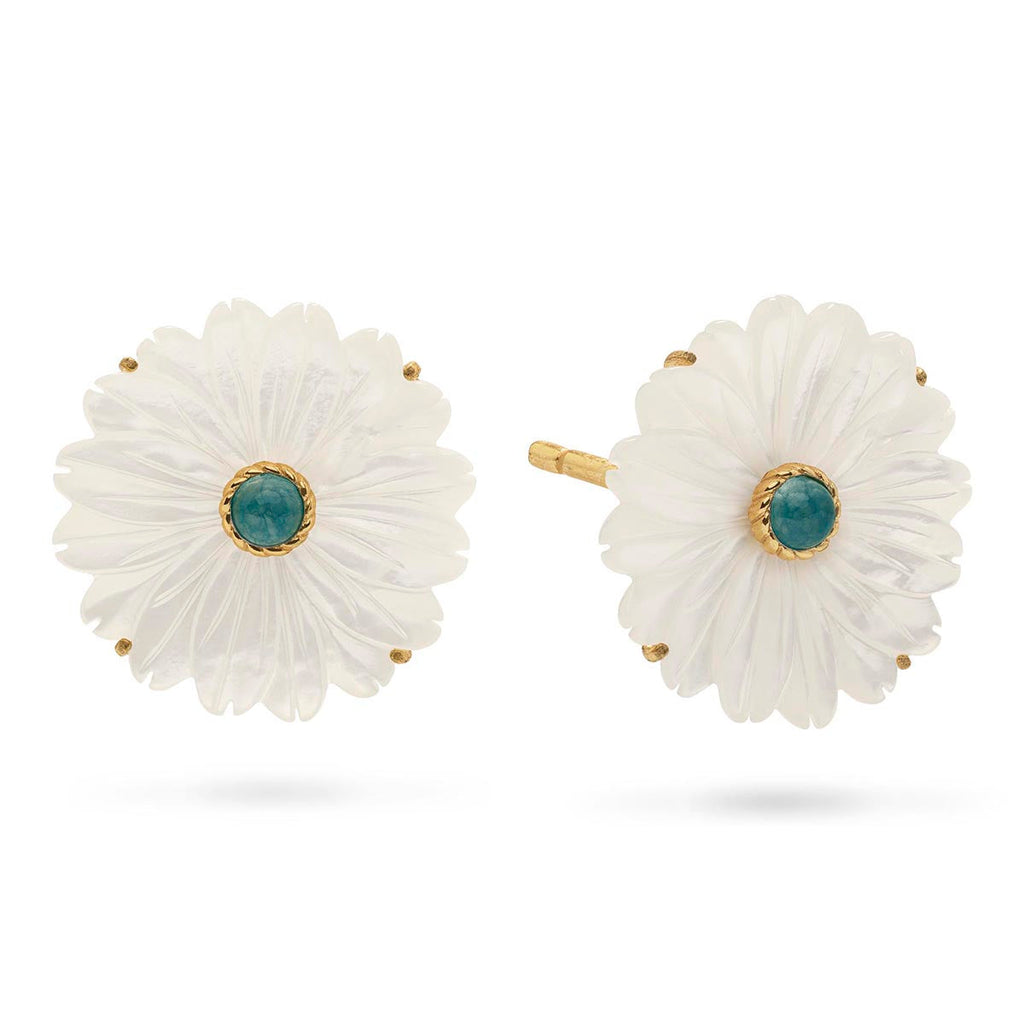 Capucine De Wulf Mermaid Garden Mother of Pearl Flower Stud Earrings - Charles Mayer