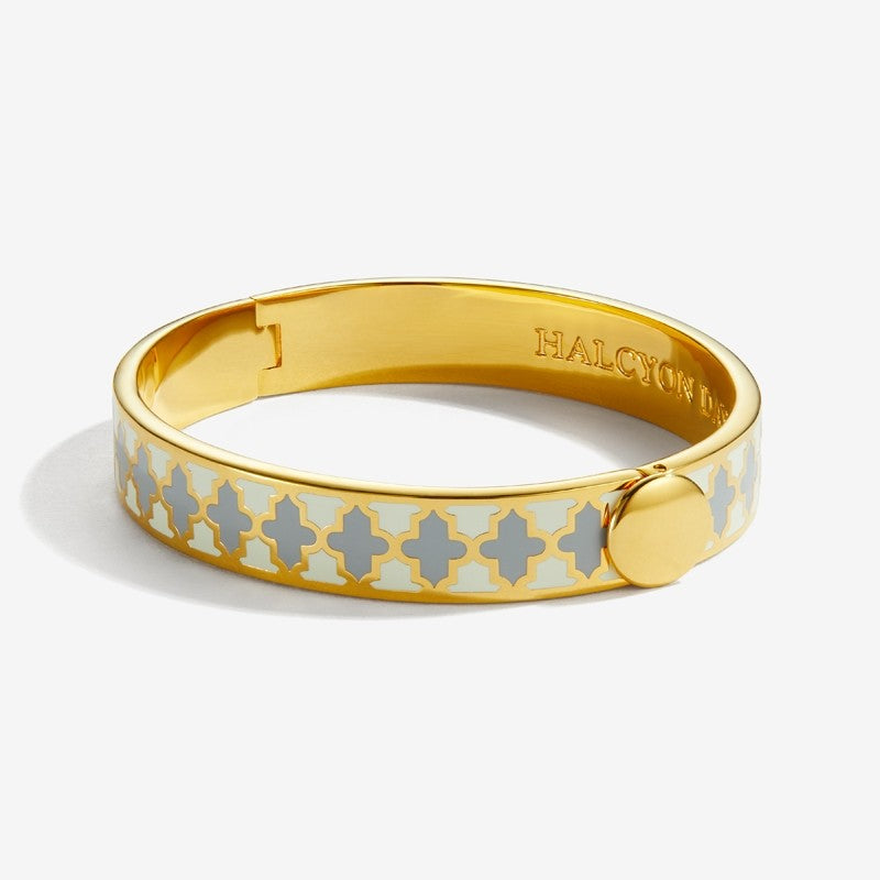 Halcyon Days Agama Cream & Grey Hinged Bangle - Charles Mayer
