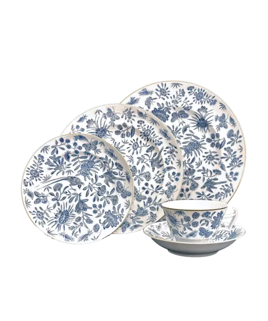 Mottahedeh Sacred Bird & Butterfly Blue Dessert Plate - Charles Mayer