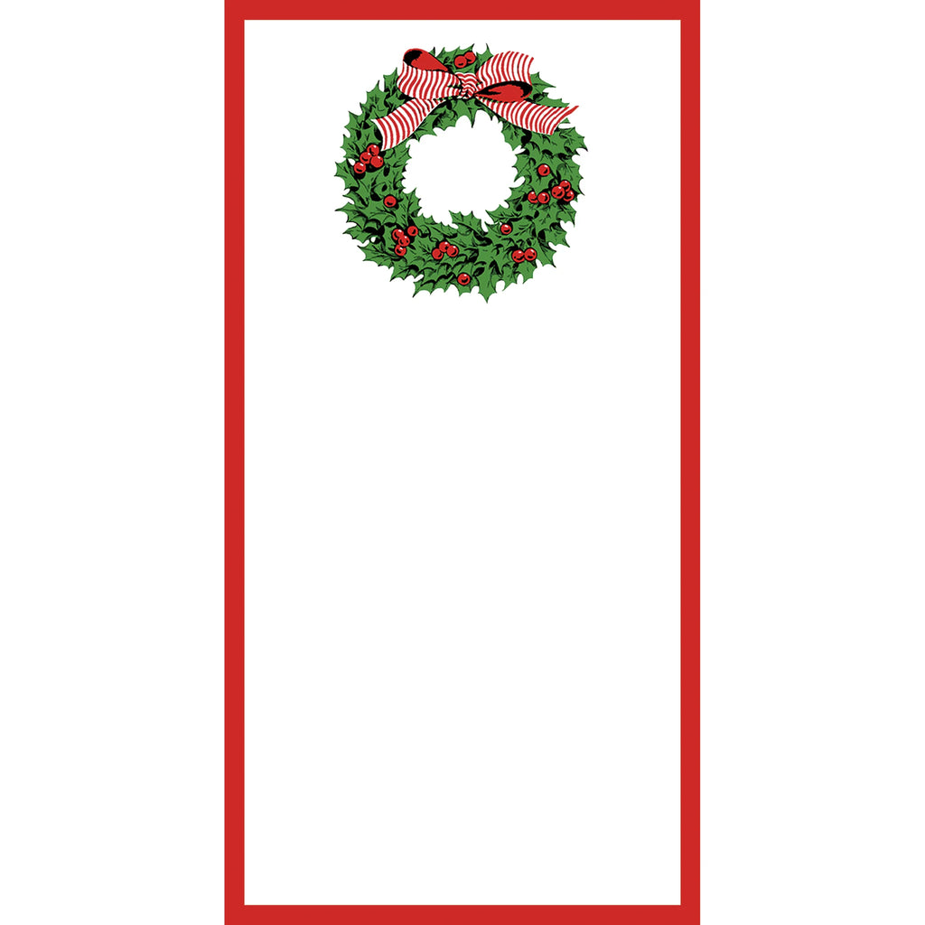 WH Hostess Holly Wreath List Notepad, 8.5x4.25 - Charles Mayer