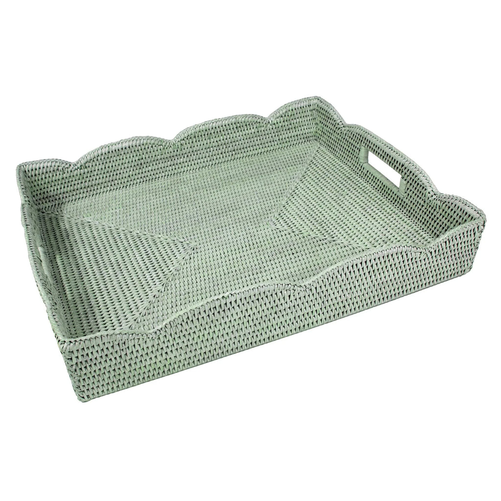 Caspari Rattan Green Rectangular Tray - Charles Mayer