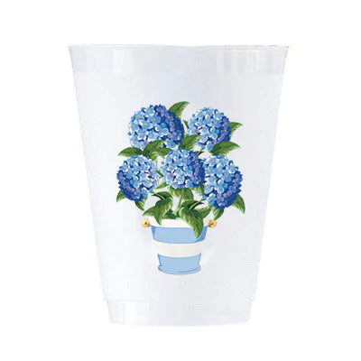WH Hostess Shatterproof Striped Pot Hydrangeas Cups - Charles Mayer