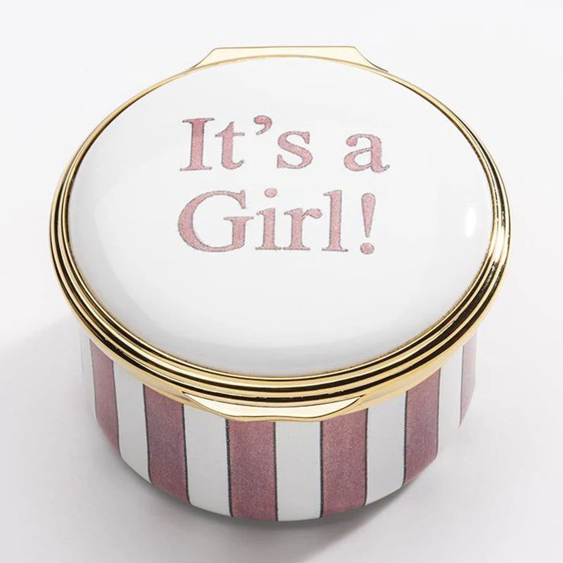Halcyon Days "It's a Girl!" Enamel Box - Charles Mayer