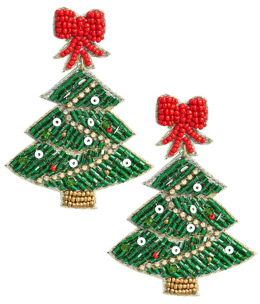 Lisi Lerch Christmas Tree Earrings with Red Bow - Charles Mayer