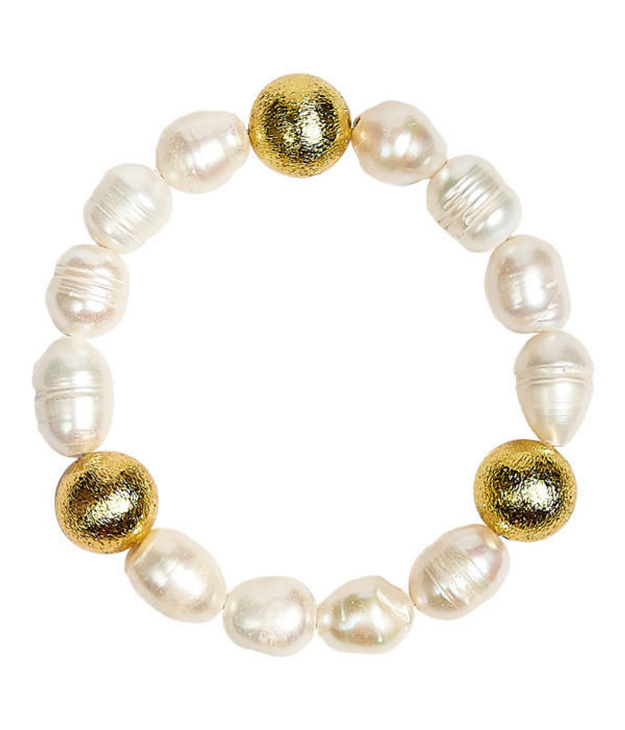 Lisi Lerch 14MM Gold with Pearl Georgia Bracelet - Charles Mayer
