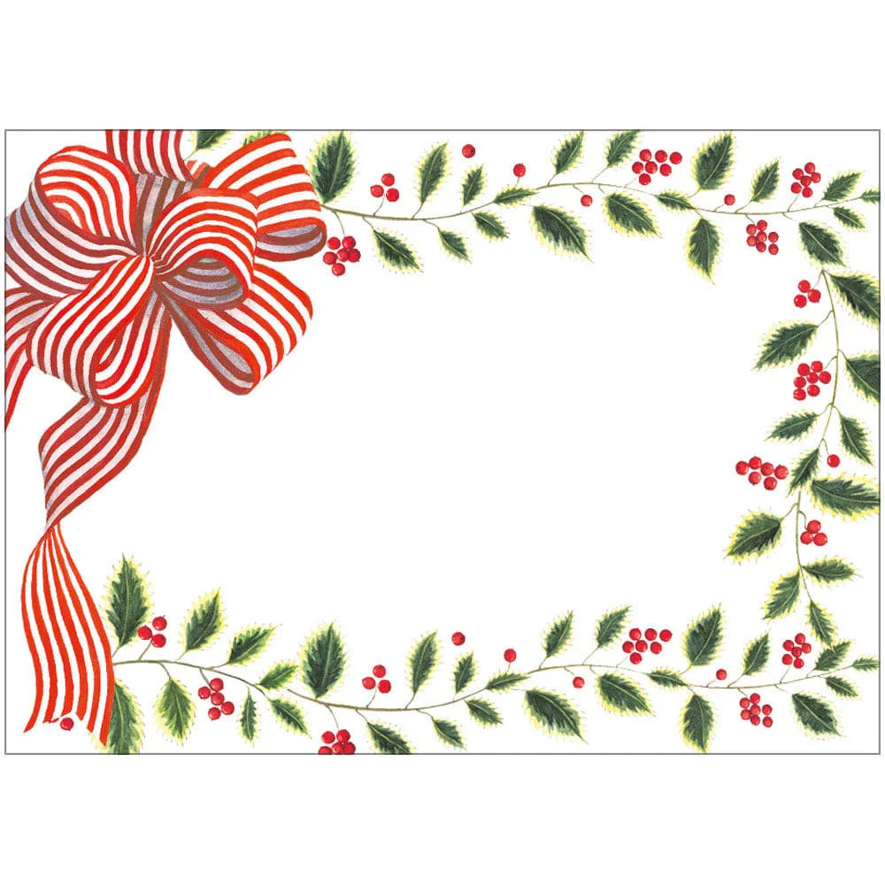 Caspari Striped Bow & Greenery Self-Adhesive Labels - Charles Mayer