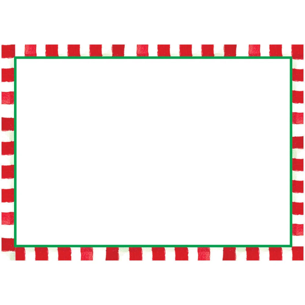 Caspari Red Stripe with Green Border Name Labels,12 per pack - Charles Mayer