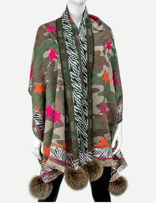Mitchie's Camo Narrow Scarf with Stars and Zebra - Charles Mayer