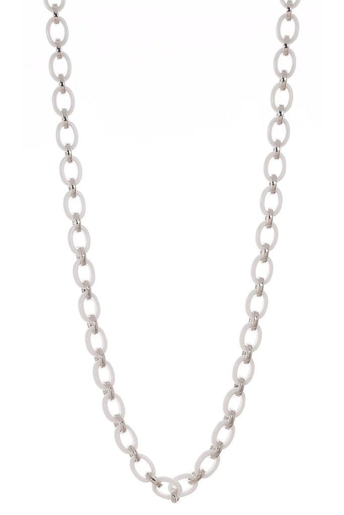 Monica Rich Kosann Audrey Sterling & White Ceramic Link Necklace - Charles Mayer