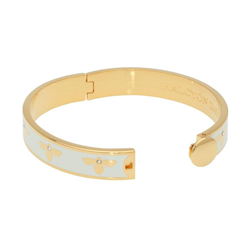 Halcyon Days Cream & Gold Bee Hinged Bangle - Charles Mayer
