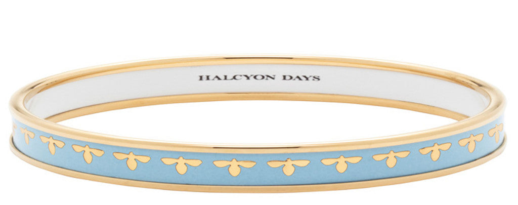 Halcyon Days Bee Forget-Me-Not & Gold 6mm Medium Bangle - Charles Mayer