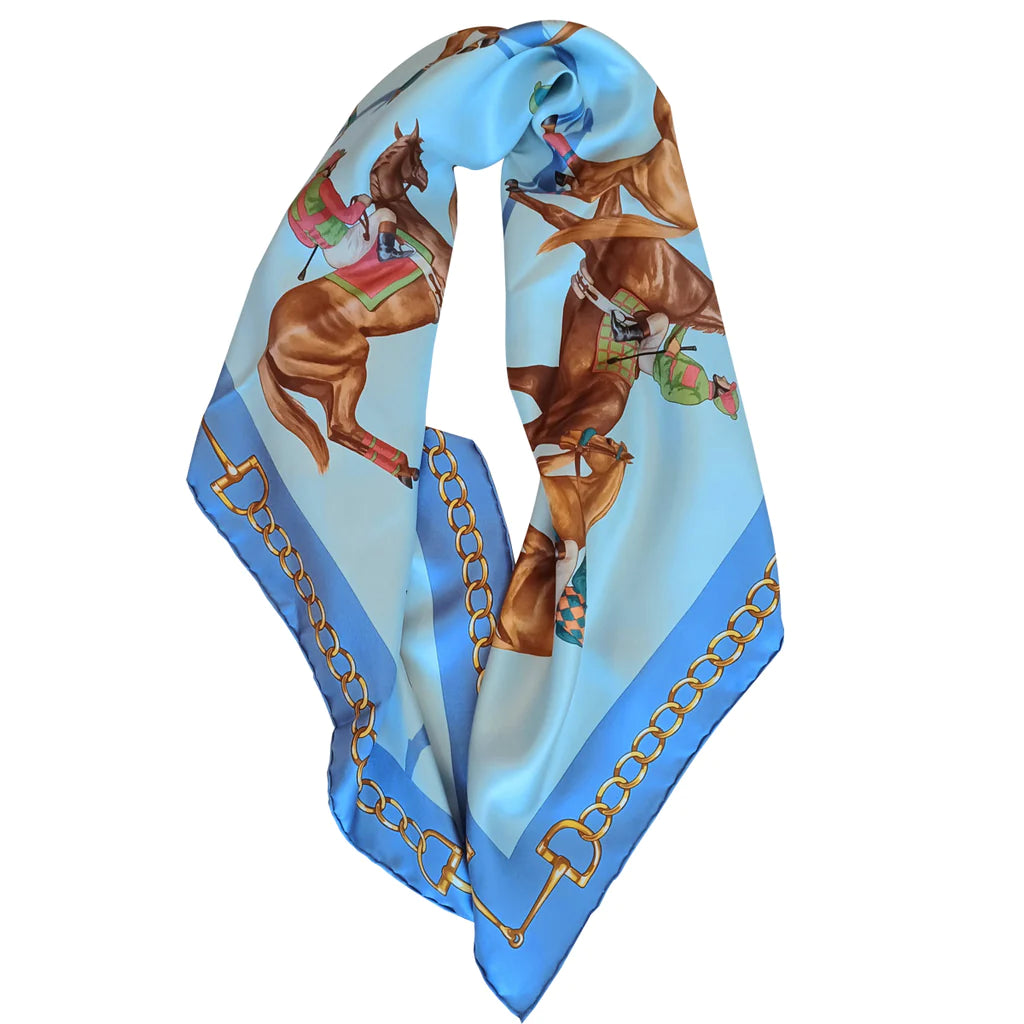 Julie Wear Blue Post Parade Blue 36" Silk Scarf - Charles Mayer