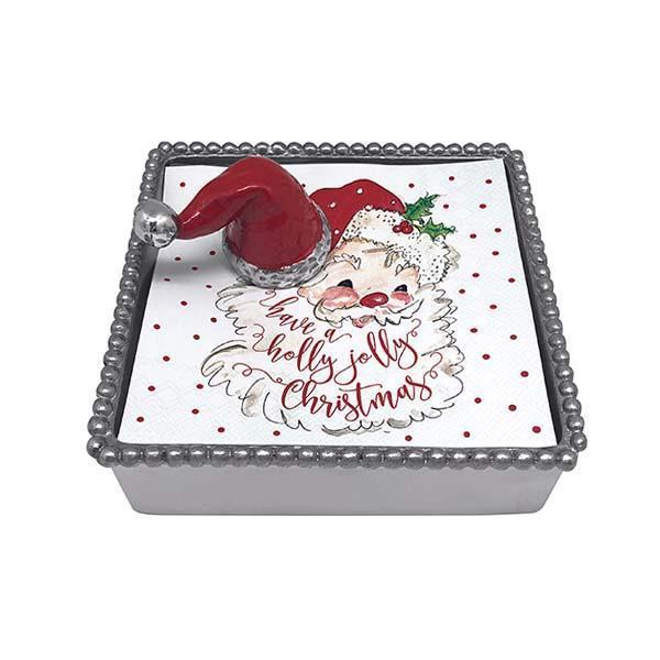 Mariposa Red Santa Hat Beaded Napkin Box - Charles Mayer