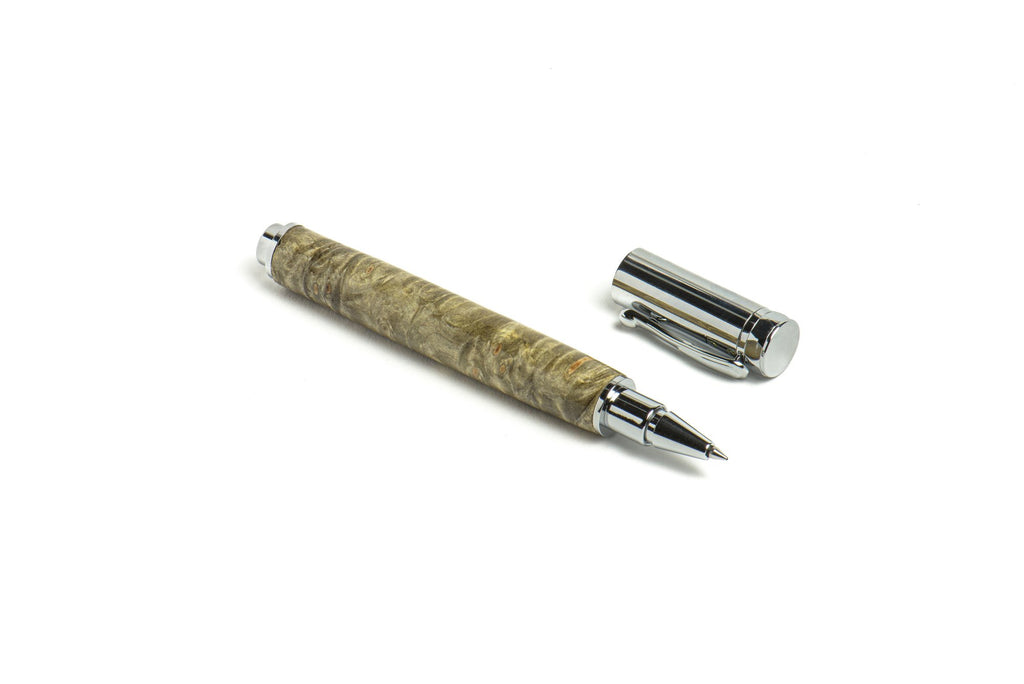 Roots & Jones Buckeye Burl Chrome Pen - Charles Mayer