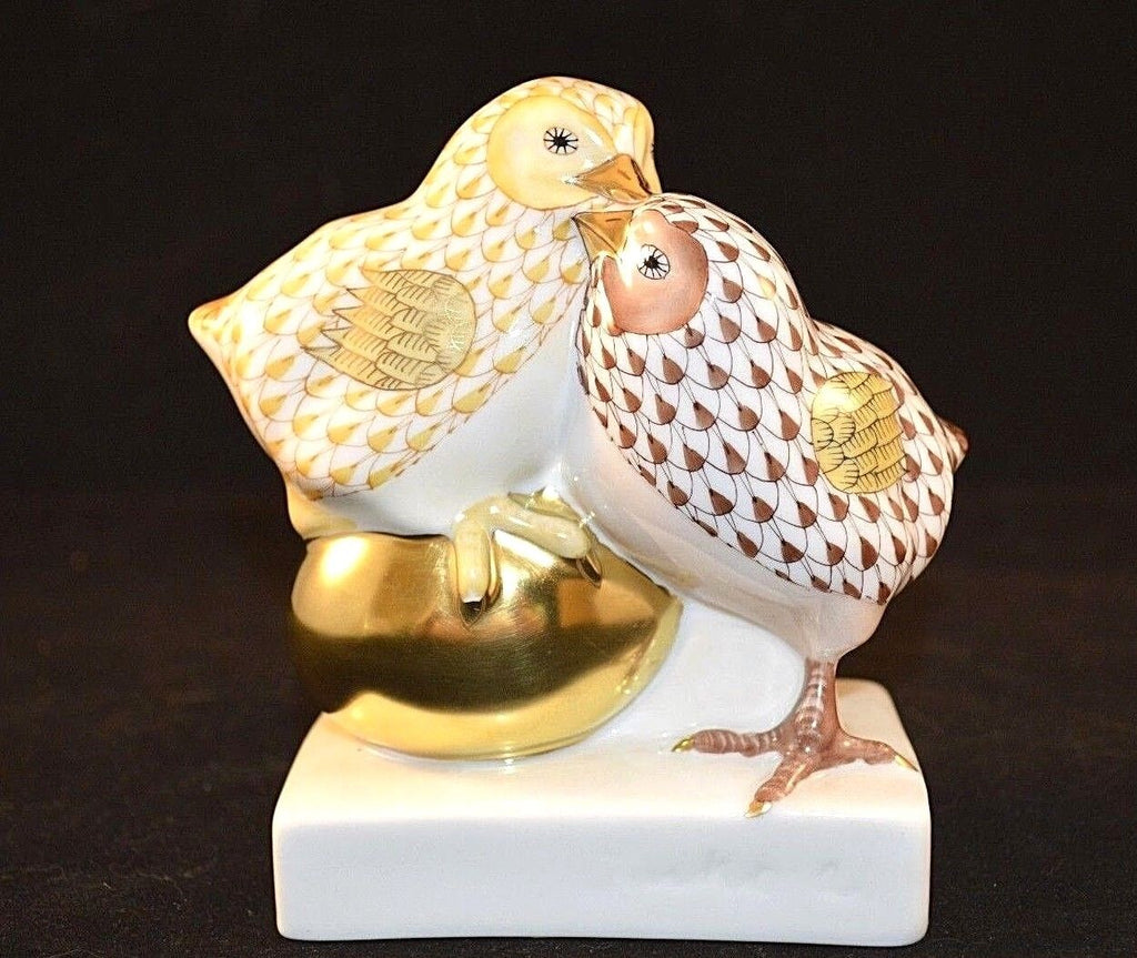 Herend Butterscotch Chicks With Gold Egg - Charles Mayer