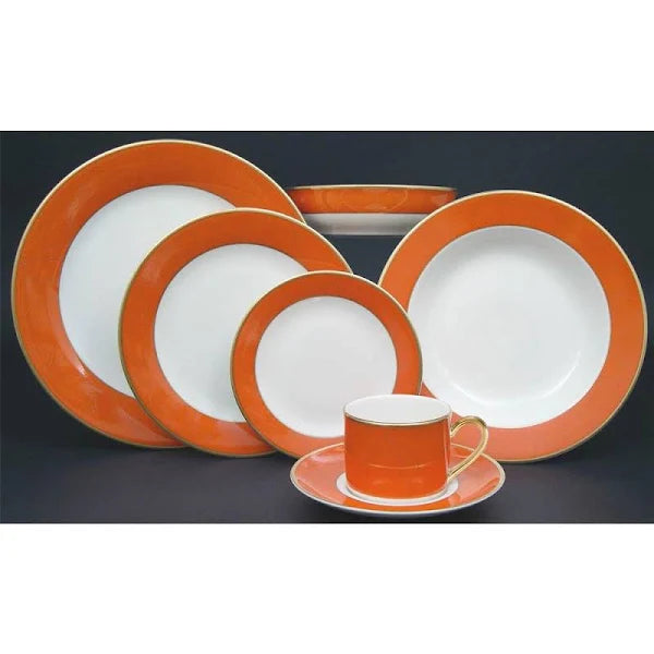 Pickard Ultra White & Orange Colorsheen Cup & Saucer - Charles Mayer