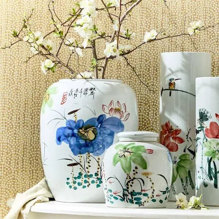 Tozai Japanese Flower Blossoms Lidded Jar - Charles Mayer