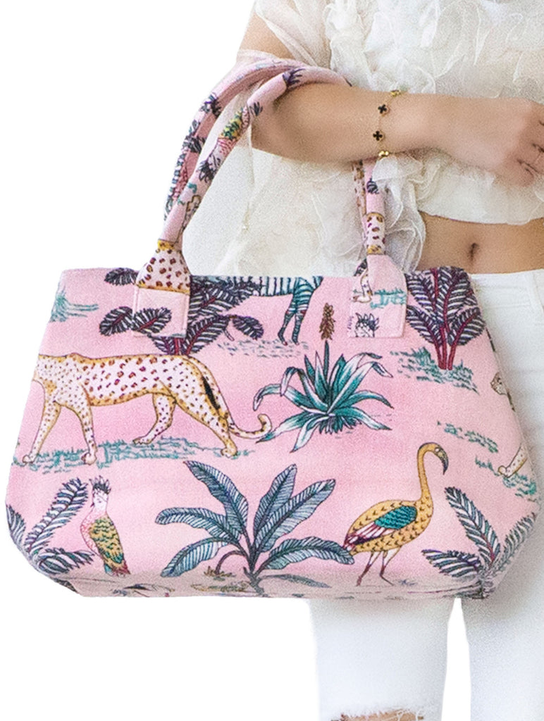 Randi & Will Eden Baby Pink Jungle Print Trapezoid Bag - Charles Mayer