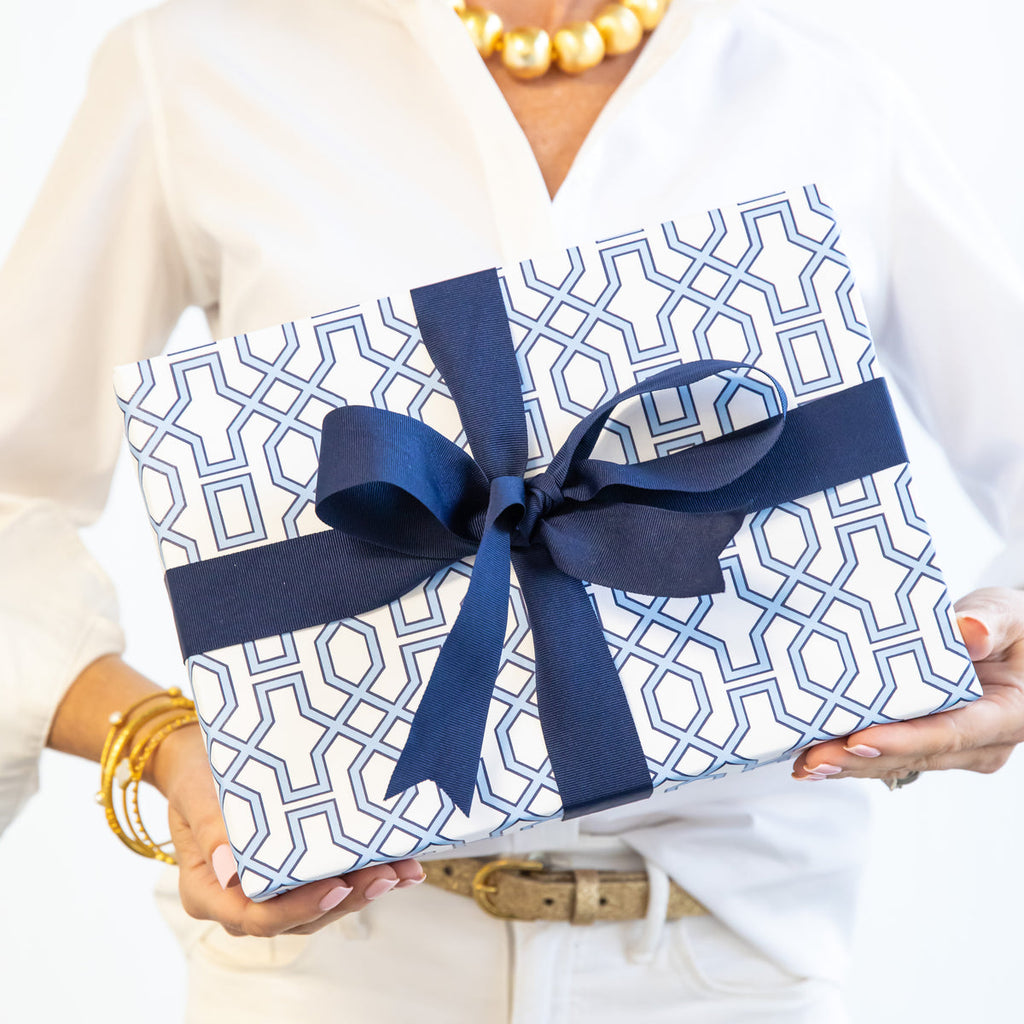 WH Hostess Blue Trellis Gift Wrap - Charles Mayer
