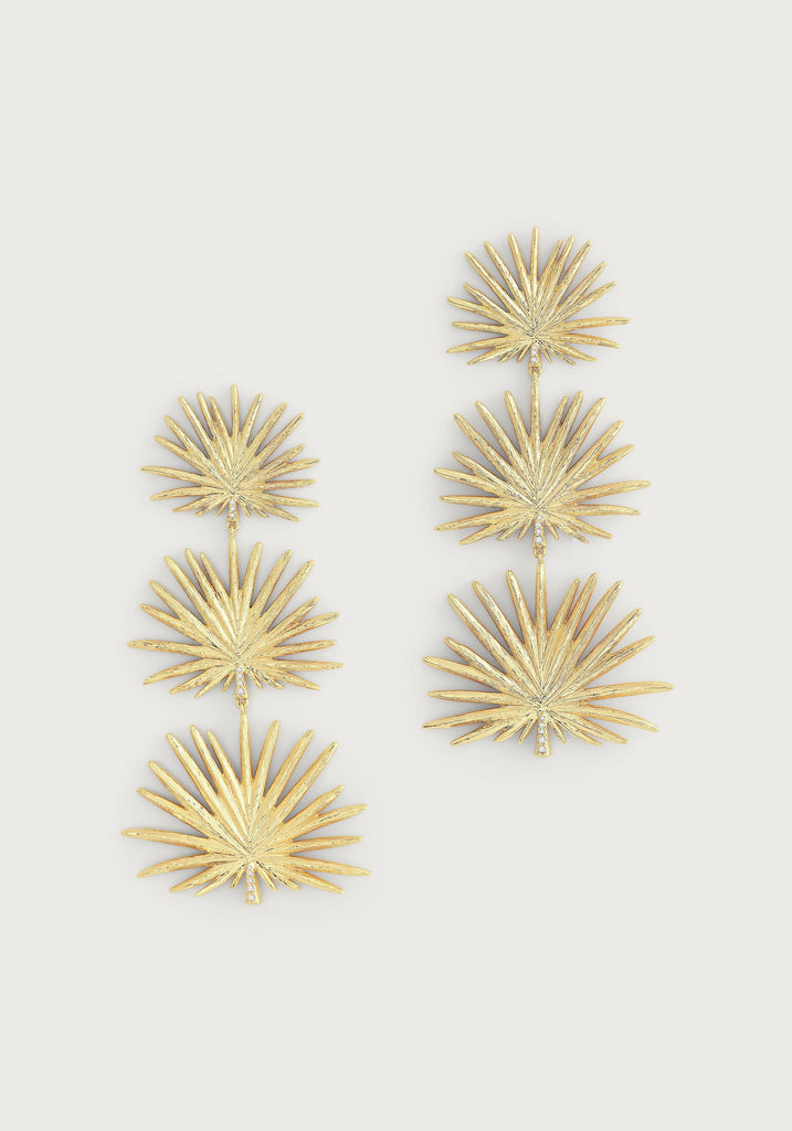 Anabel Aram Large Triple Fan Palm Earrings - Charles Mayer