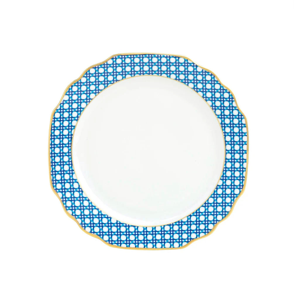 Pickard Ultra White Blue Cane Weave Salad Plate - Charles Mayer