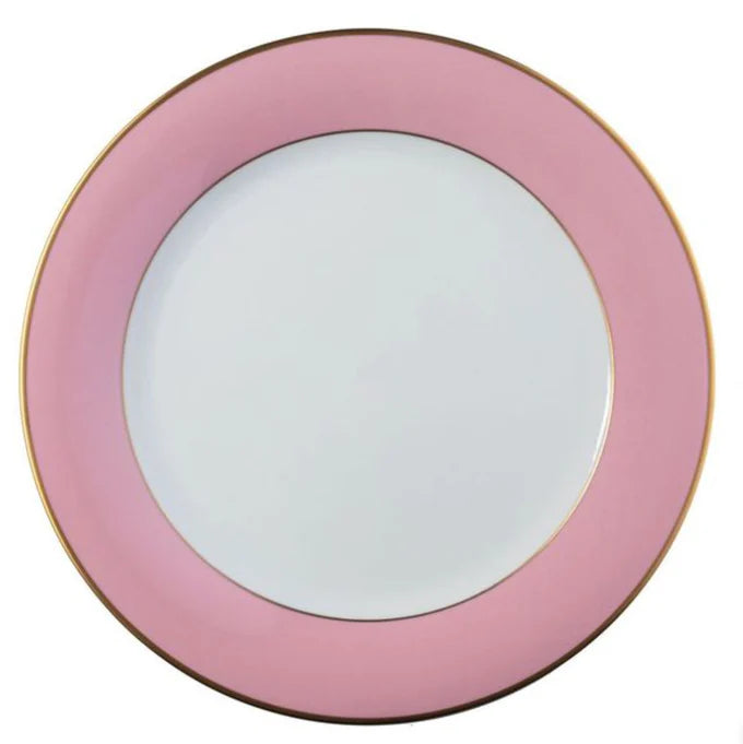 Pickard Ultra White Colorsheen Pink & Gold Bread & Butter - Charles Mayer
