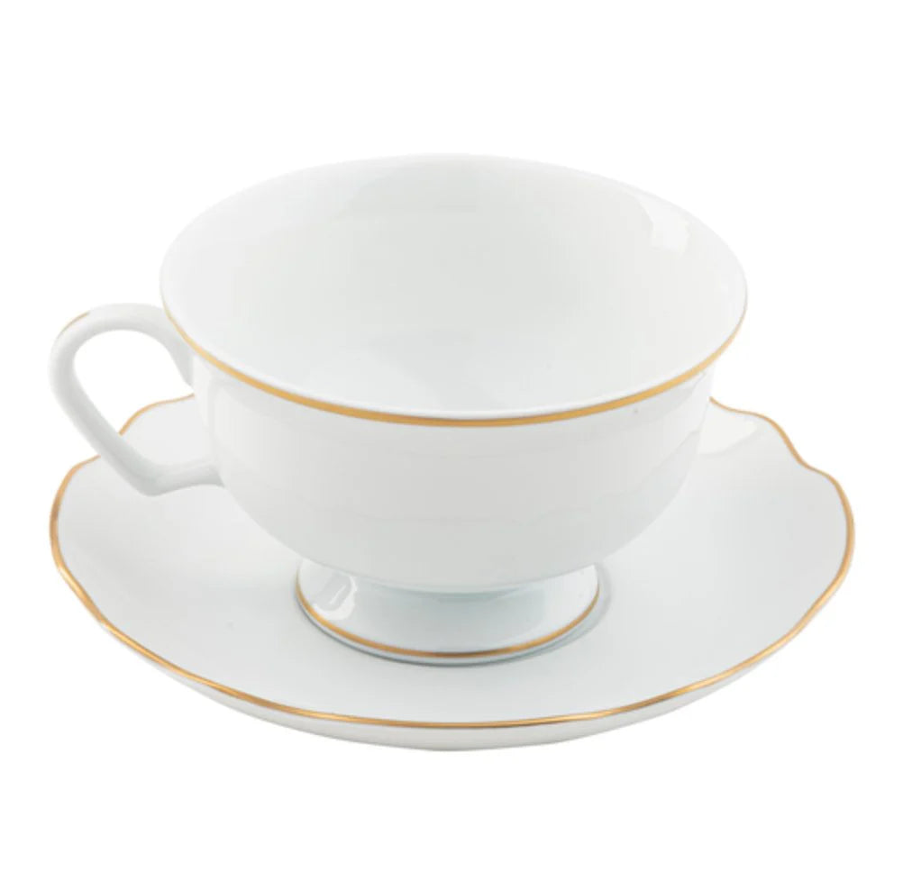 Pickard Ultra White Georgian Gold Cup & Saucer - Charles Mayer