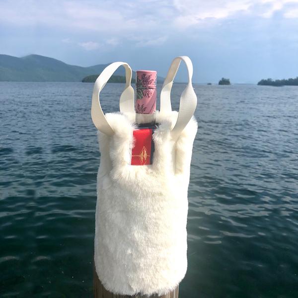 Pretty Rugged The Rowling Faux Fur Wine Tote, White - Charles Mayer