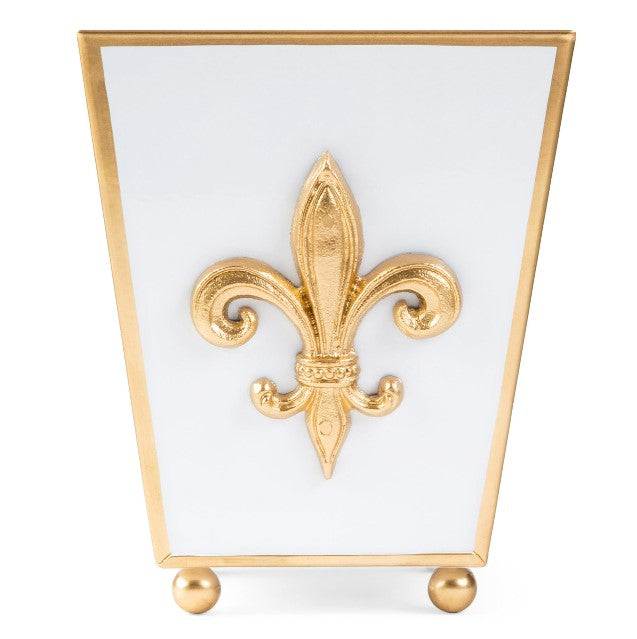 Regency Fleur de Lis White Square Cachepot - Charles Mayer