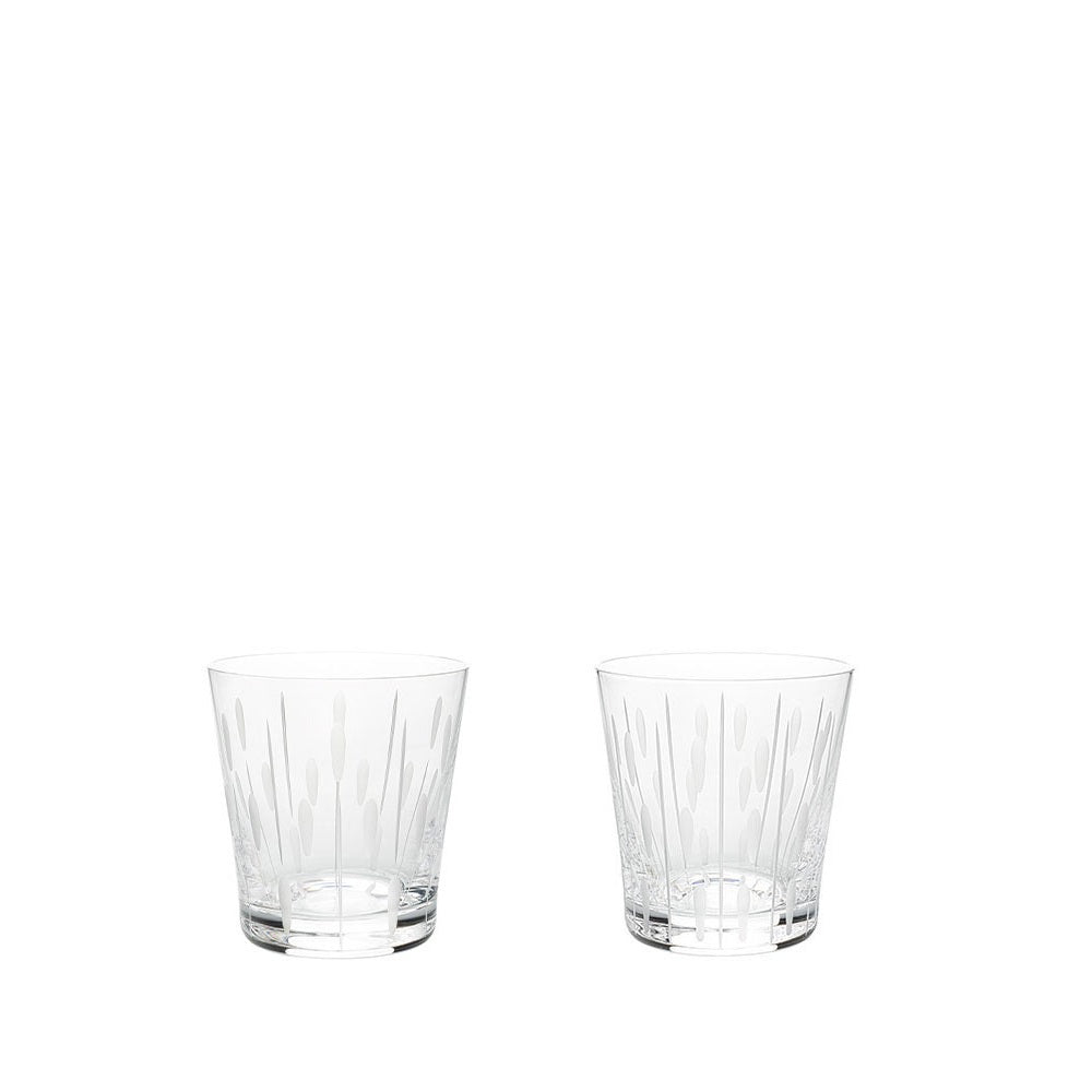 Lalique Set Of 2 Lotus Tumblers, Dew & Drops Motifs - Charles Mayer