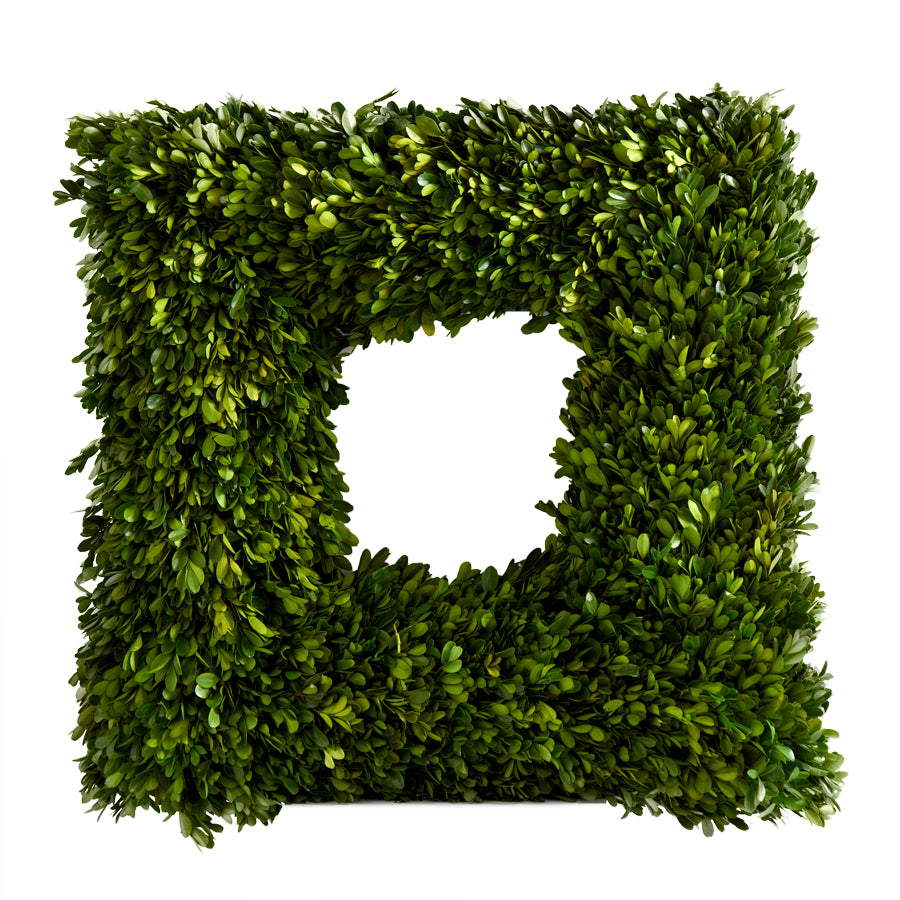 22" Preserved Square Boxwood Wreath - Charles Mayer