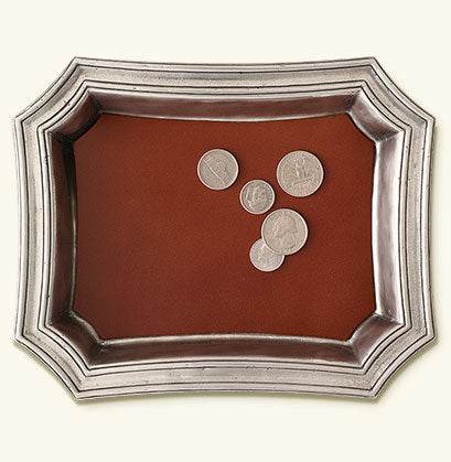 Match Pewter Change Tray W/Leather Insert - Charles Mayer