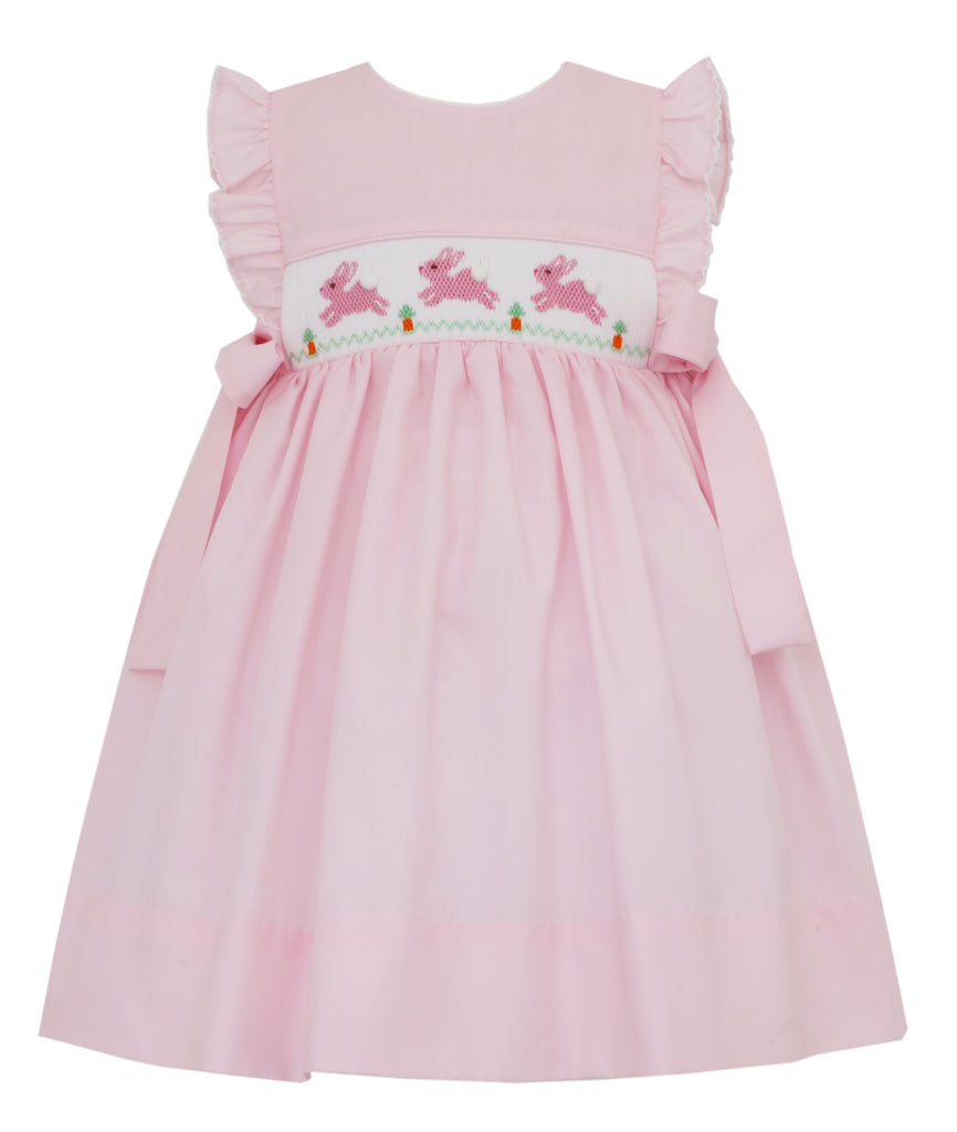 Petit Bebe Hop Hop Bunnies Dress With Side Bows - Charles Mayer