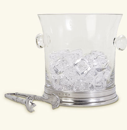 Match Pewter Crystal Ice Bucket With Ice Tongs - Charles Mayer