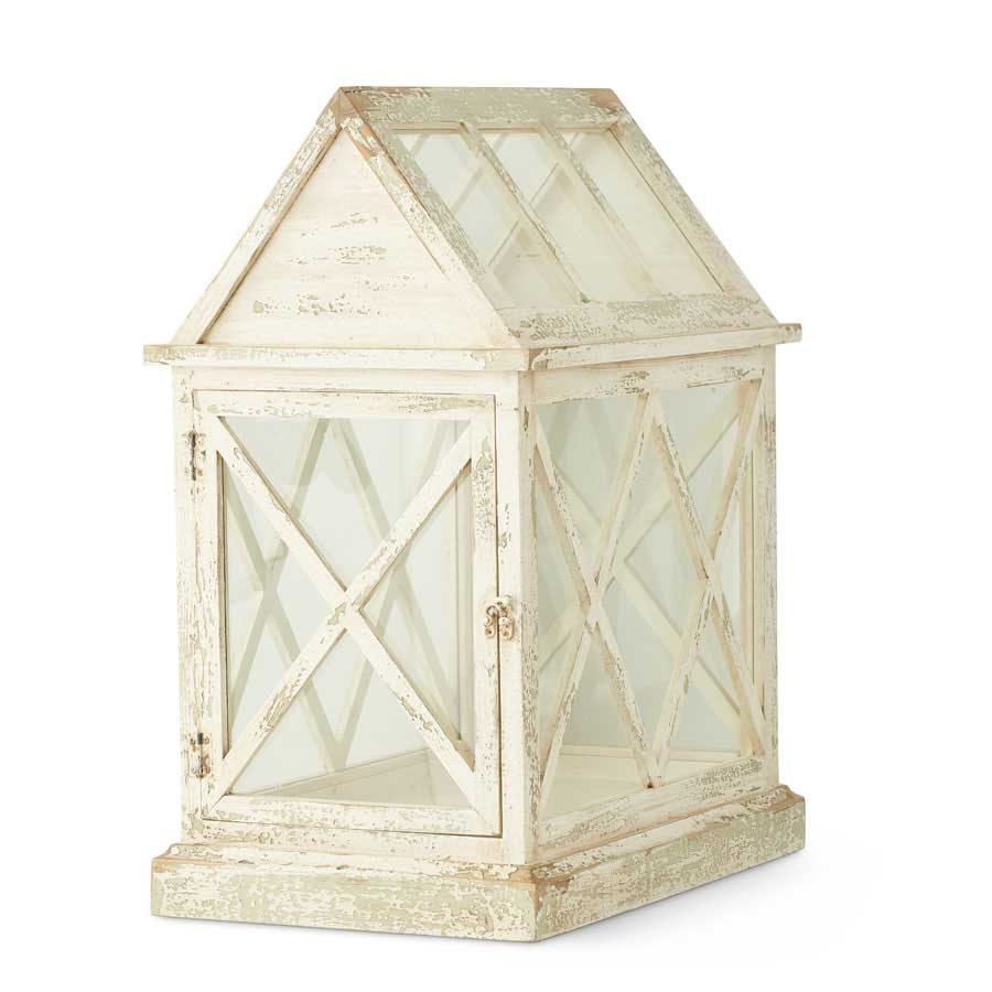 26" White Washed Wood & Glass Garden Terrarium - Charles Mayer