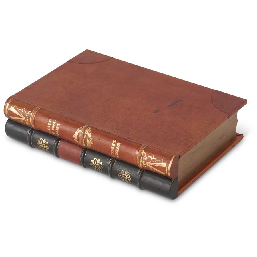 Double Leather Embossed Lined Book Box - Charles Mayer