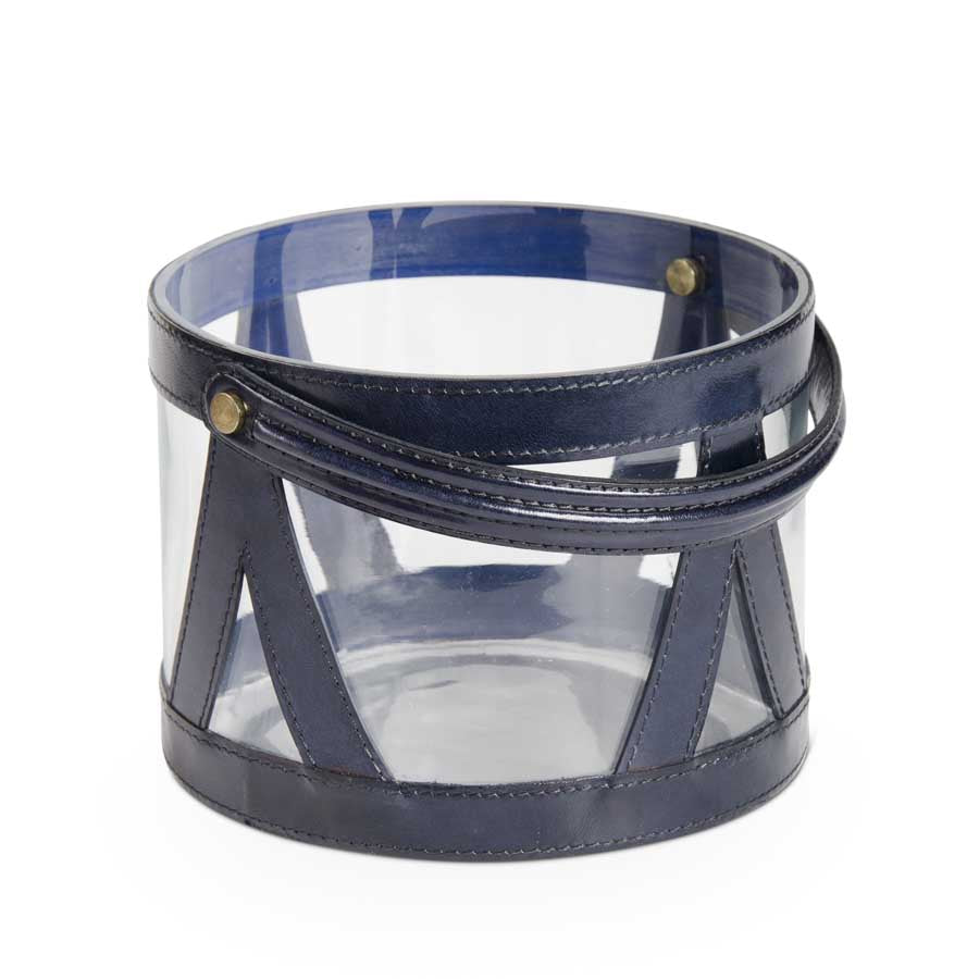 10" Glass Lantern With Royal Blue Straps - Charles Mayer