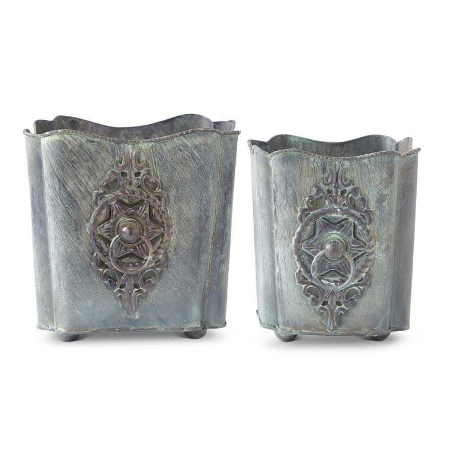 Large Patina Green Metal Planter - Charles Mayer