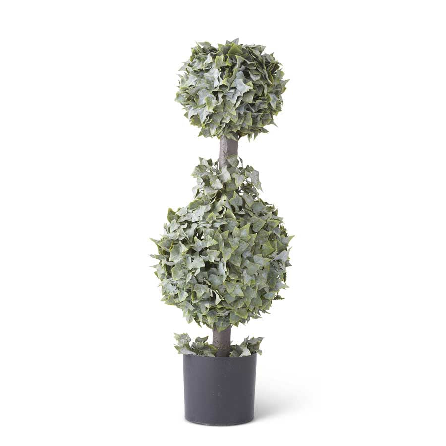 33" Real Touch Powdered English Ivy Double Ball Topiary - Charles Mayer
