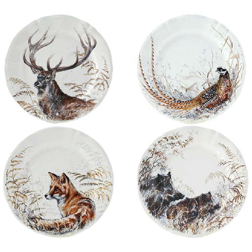 Gien Sologne Game Dessert Plates, Set Of 4 - Charles Mayer