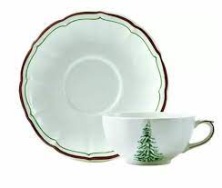Gien Filet Noel Breakfast Cup & Saucer - Charles Mayer