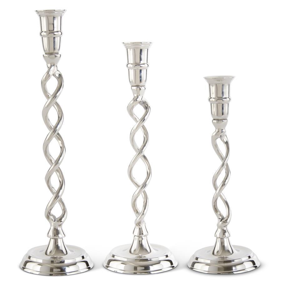 Silver Twist Taper Candlestick - Charles Mayer