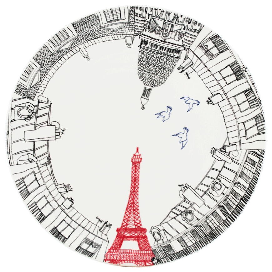 Gien Ca C'Est Paris Cake Platter - Charles Mayer